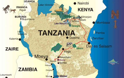 Landkarte Tansania